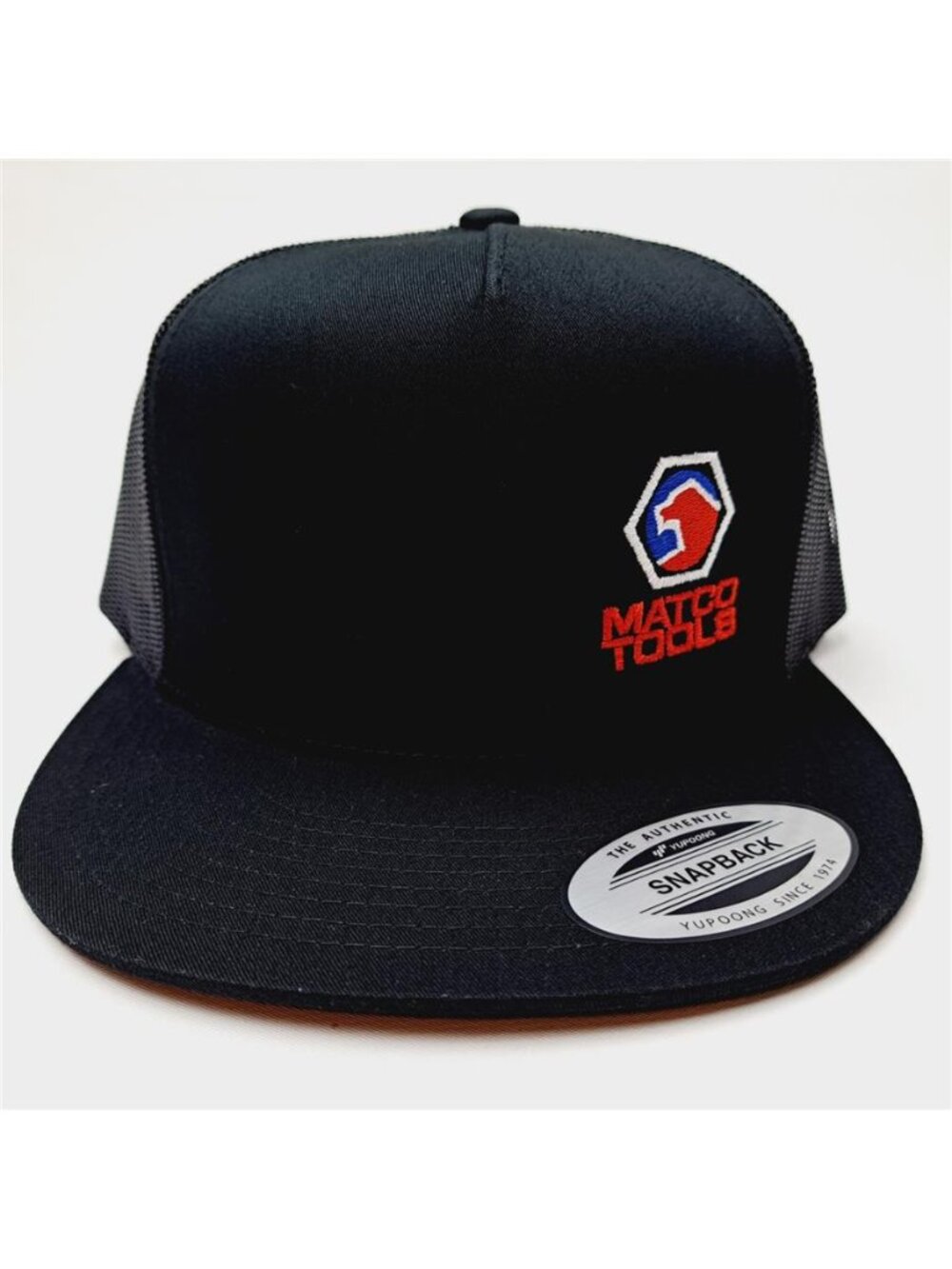 Retro Matco Tools Embroidered Yupoong Black Flat Bill Snapback Trucker Hat Mech